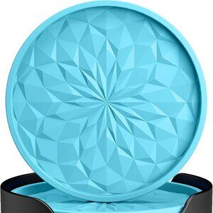 New Silicone Coasters with Holder,[6 Pack] Drinking Coasters - Cup Mat for Hot